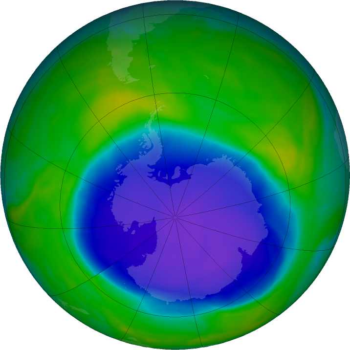 Antarctic ozone map for 13 November 2020
